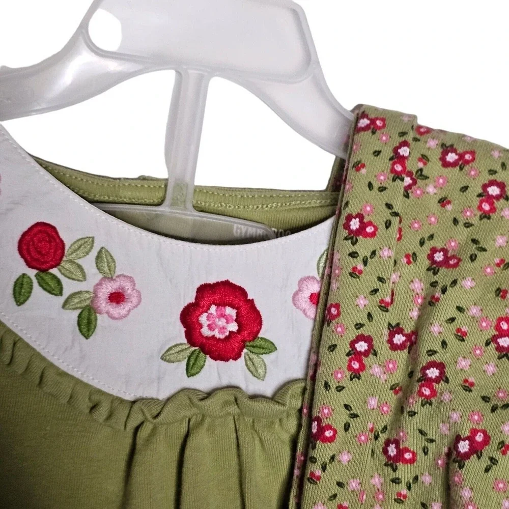 Gymboree Fall Green Outfit Set Tunic Top Leggings Green Floral 5T‎